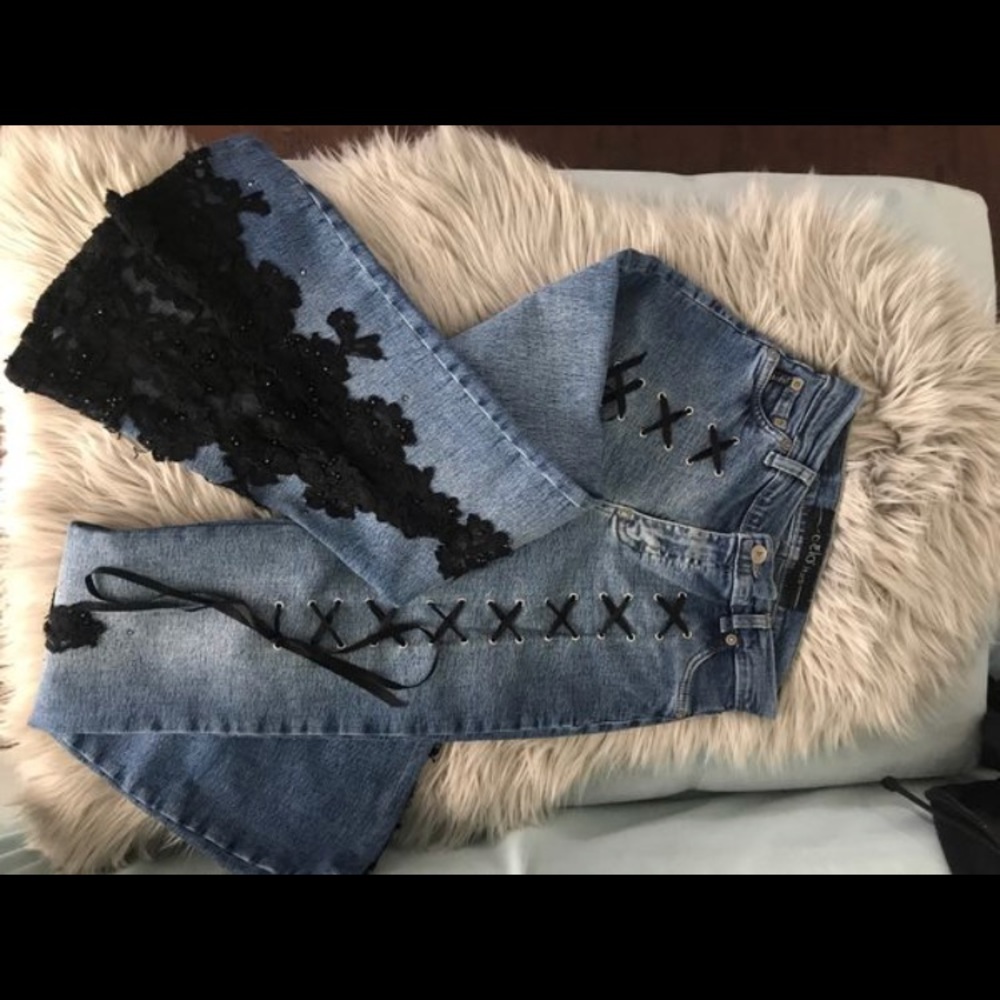 Custom made denim jeans
